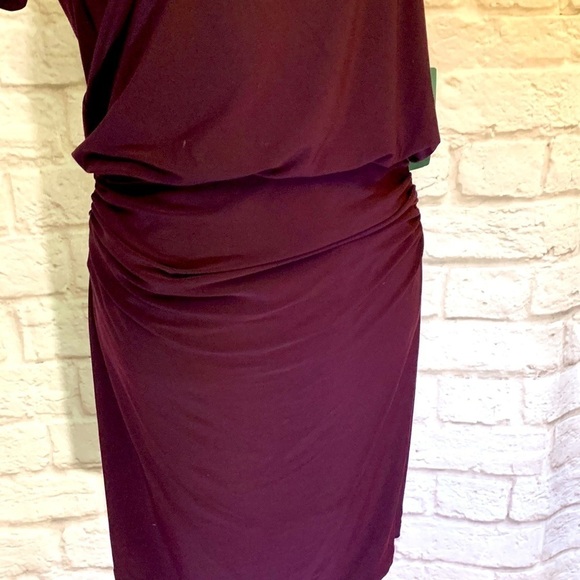 NWT Lauren Ralph Lauren Shirred knit dress, raisin, 6, figure flattering - Picture 4 of 10